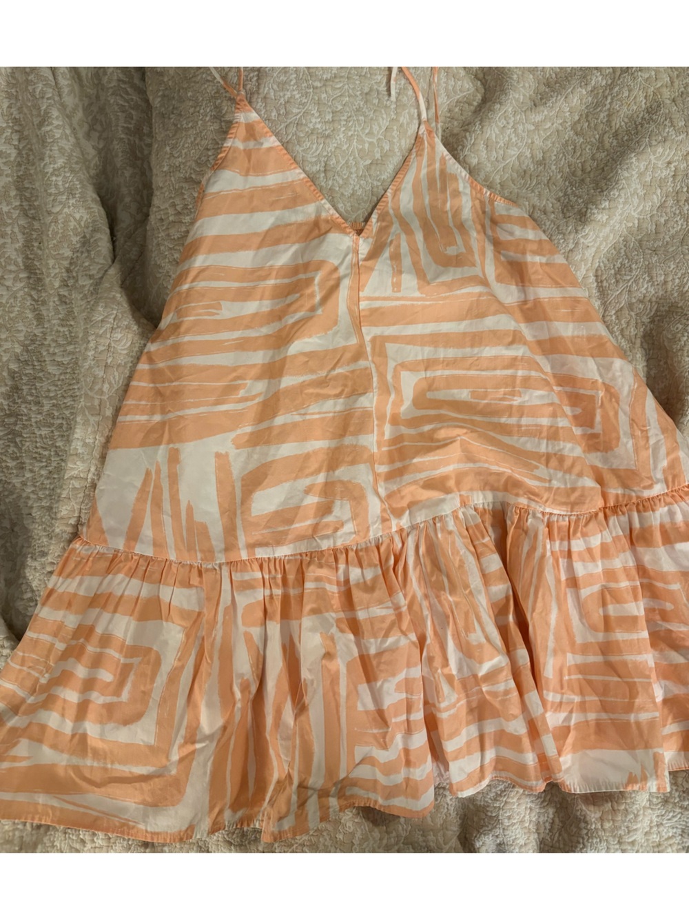 Maeve by Anthropologie Peach and Cream Abstract Stripe Sundress